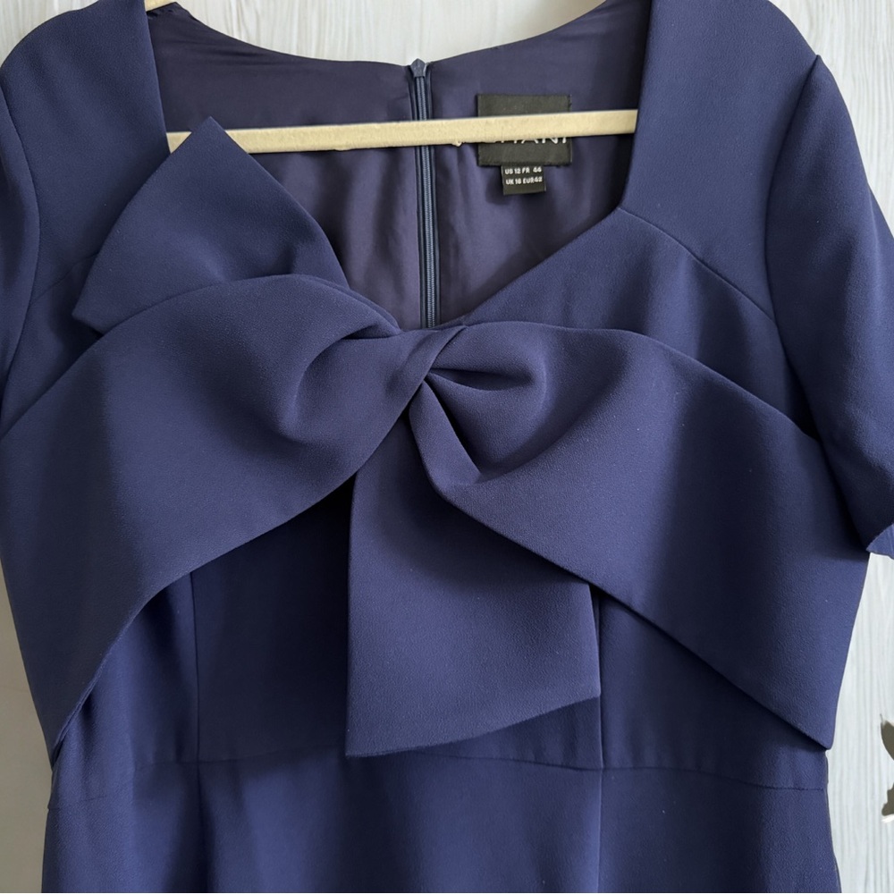 Shani NWT Elegant Navy Blue Short Sleeve Women's Formal Gown - Picture 4 of 10